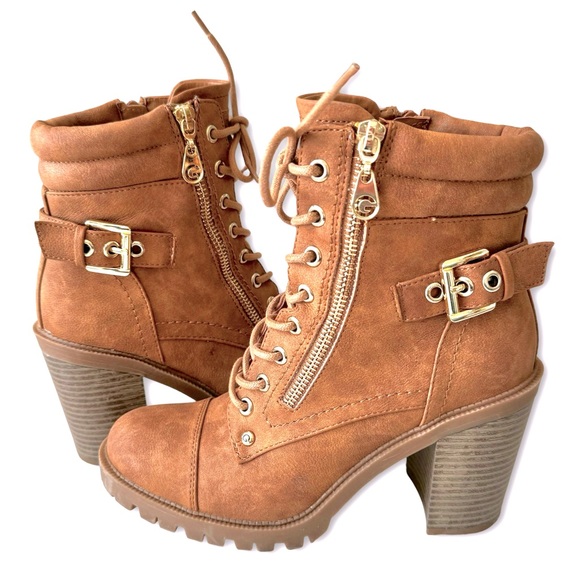GUESS Jaydyn Combat Boot, Light Brown, Size 7.5 - Picture 3 of 8